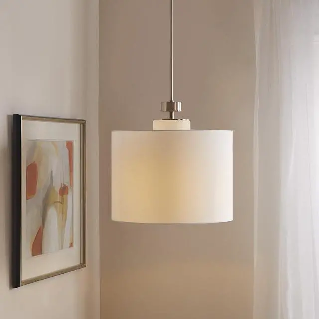Alt view image 4 of 7 - Metal Pendant with Drum Shade