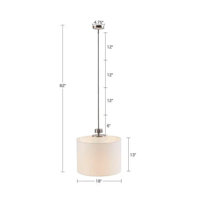 Alt view image 3 of 7 - Metal Pendant with Drum Shade