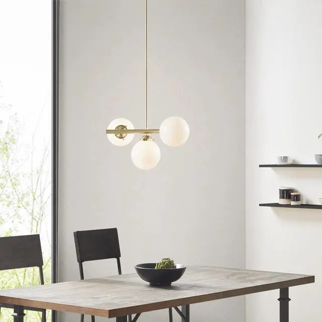 Alt view image 2 of 7 - 3-Light Chandelier with Frosted Glass Globe Bulbs