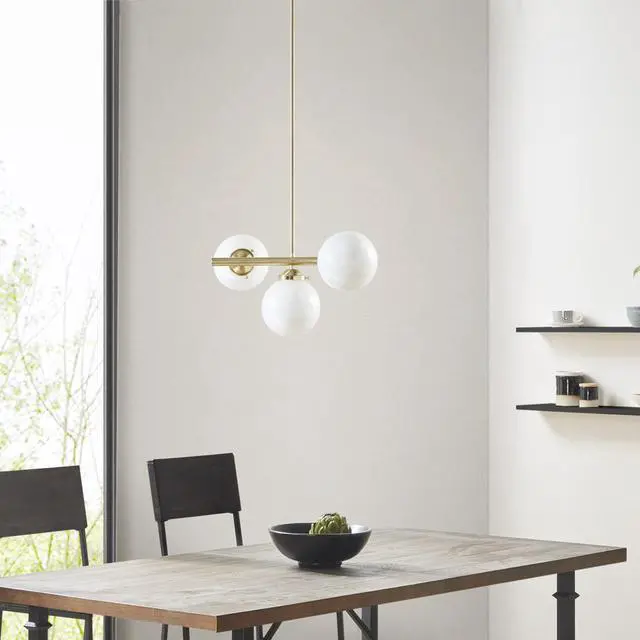 Alt view image 3 of 7 - 3-Light Chandelier with Frosted Glass Globe Bulbs