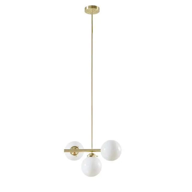 Alt view image 7 of 7 - 3-Light Chandelier with Frosted Glass Globe Bulbs