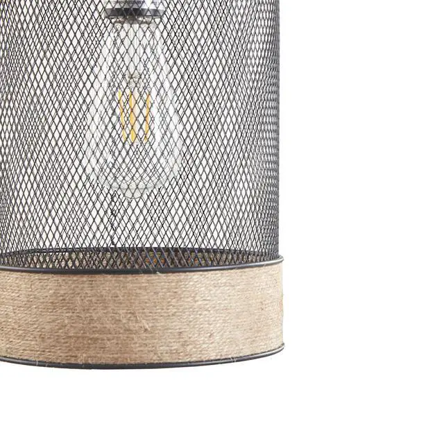 Alt view image 5 of 7 - Natural Rope and Metal Mesh Cylinder Pendant