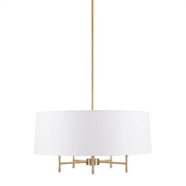 Alt view image 2 of 7 - 5-Light White Drum Shade Chandelier