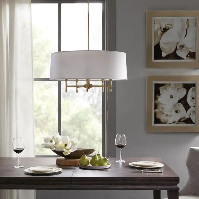Main image of 5-Light White Drum Shade Chandelier