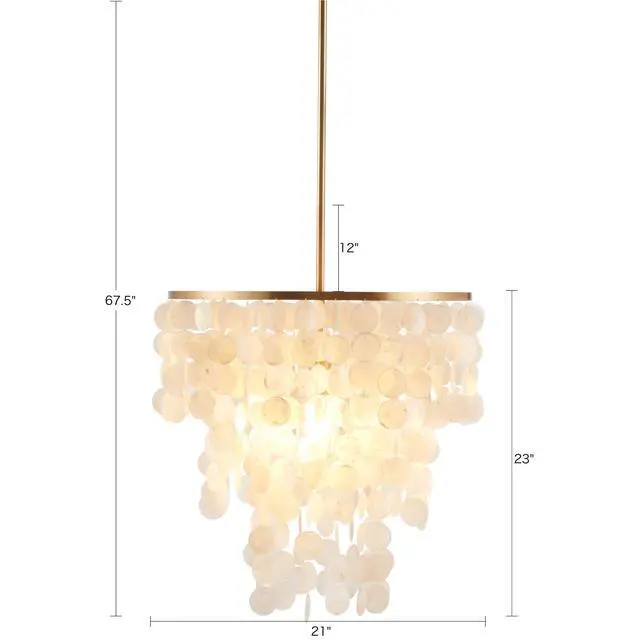Alt view image 2 of 7 - Layered Capiz Chandelier