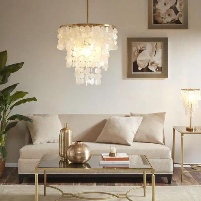 Alt view image 5 of 7 - Layered Capiz Chandelier