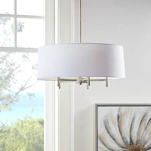 Alt view image 3 of 7 - 5-Light White Drum Shade Chandelier