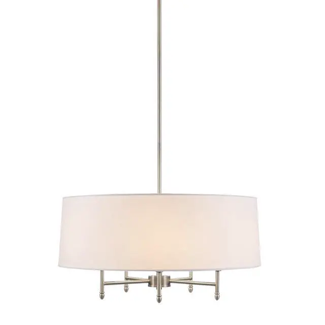 Alt view image 6 of 7 - 5-Light White Drum Shade Chandelier