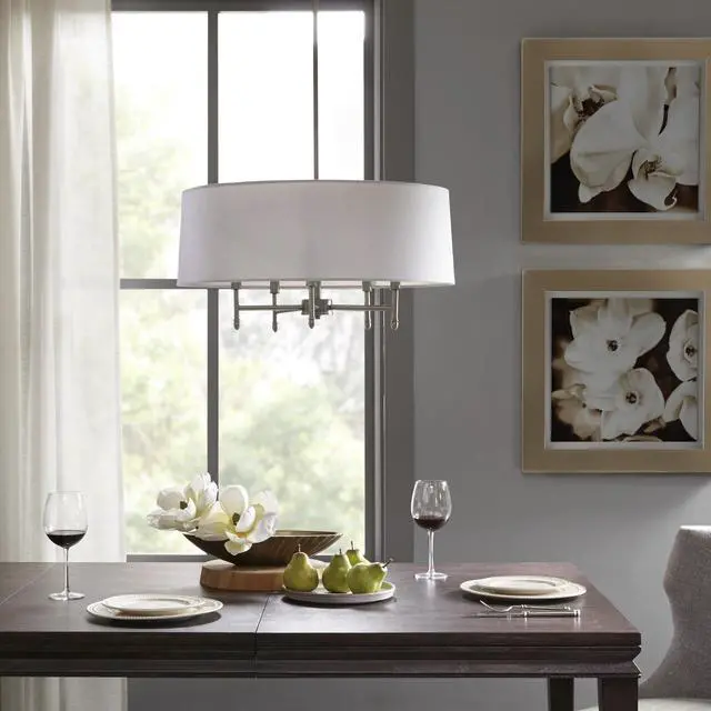 Main image of 5-Light White Drum Shade Chandelier