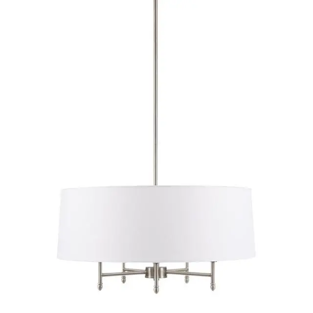 Alt view image 7 of 7 - 5-Light White Drum Shade Chandelier