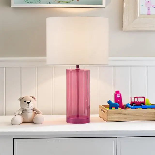 Alt view image 7 of 7 - Glass Table Lamp Pink See Below