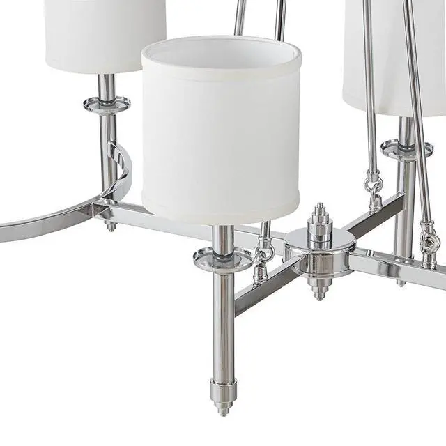 Alt view image 4 of 6 - 6-Light Chandelier with Fabric Drum Shades Chrome See Below