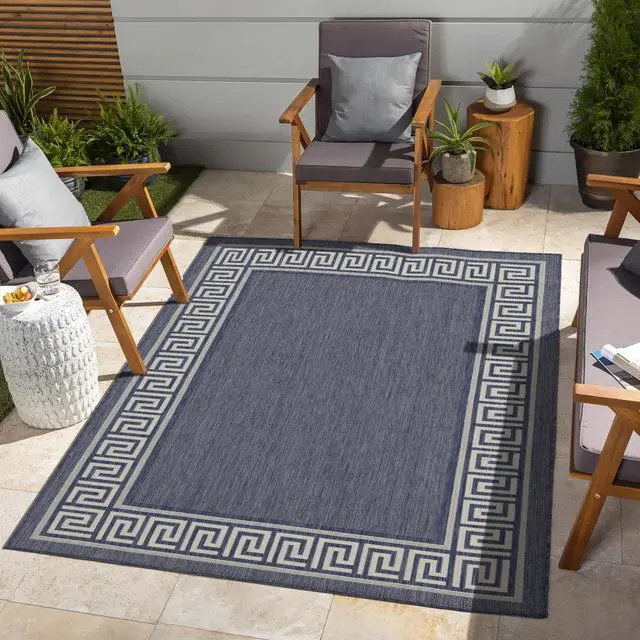 Alt view image 4 of 4 - Blue 2 ft. 7 in. x 7 ft. 3 in. Indoor/Outdoor Area Rug