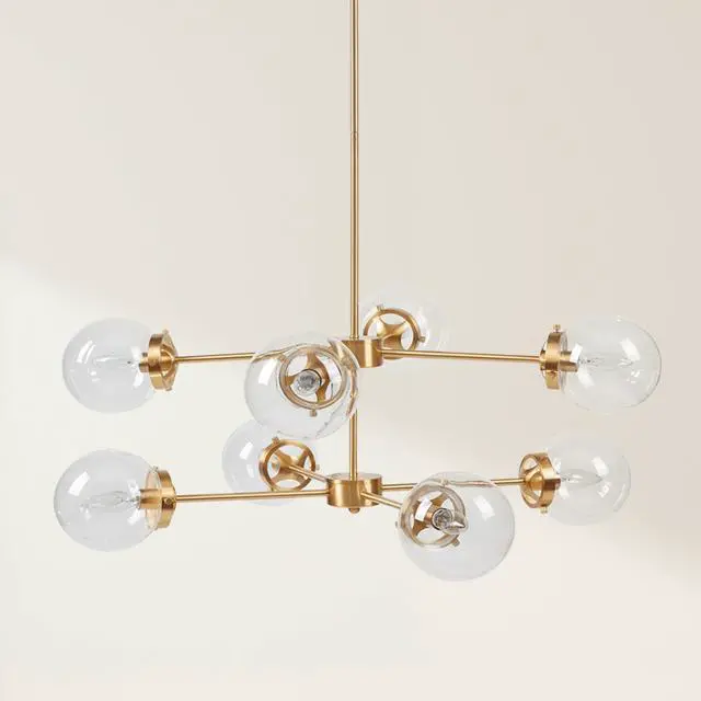 Alt view image 2 of 7 - 8-Light Metal Chandelier with Globe Bulbs Gold/Clear See Below