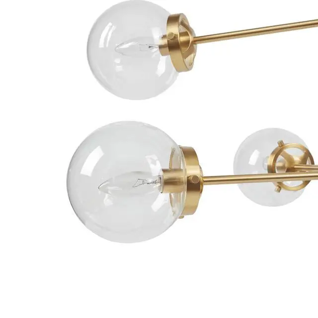 Alt view image 5 of 7 - 8-Light Metal Chandelier with Globe Bulbs Gold/Clear See Below