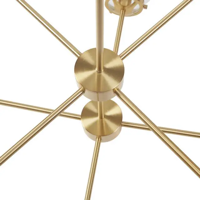 Alt view image 7 of 7 - 8-Light Metal Chandelier with Globe Bulbs Gold/Clear See Below