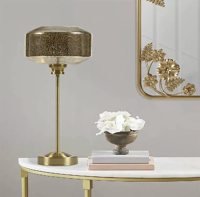 Alt view image 2 of 7 - 17" Mercury Glass Table Lamp Gold See Below
