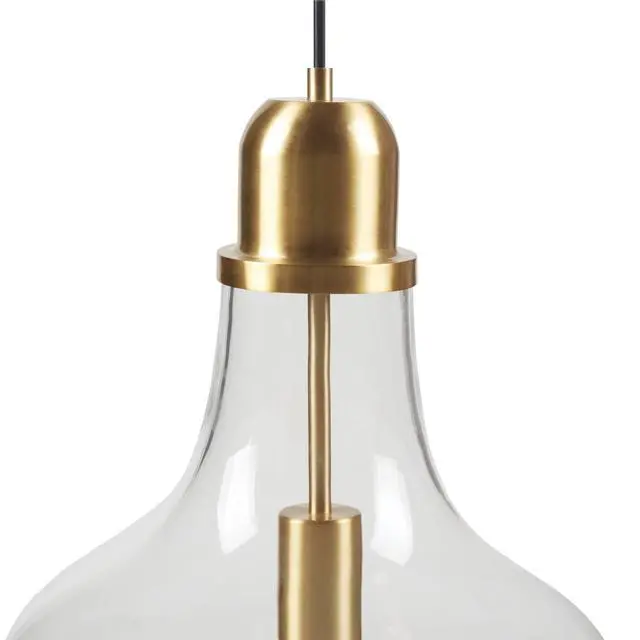Alt view image 6 of 7 - Bell Shaped Glass Pendant Gold/Clear Dia.13"