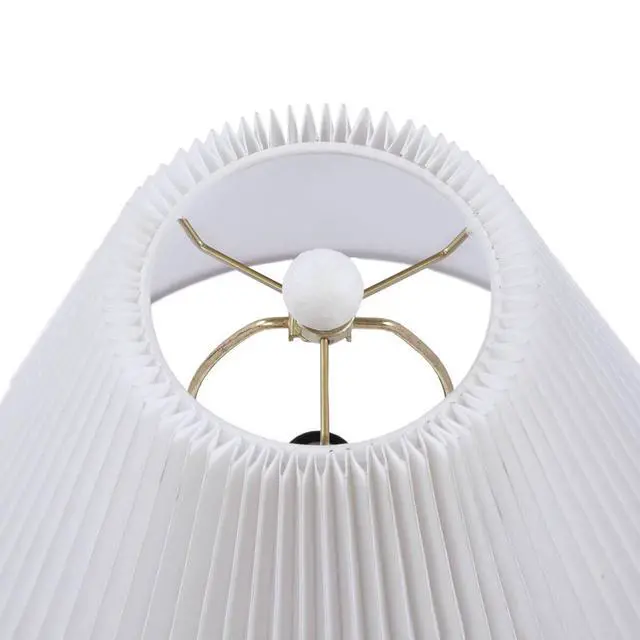 Alt view image 6 of 7 - Textured Ceramic Table Lamp with Fluted Fabric Shade White See Below