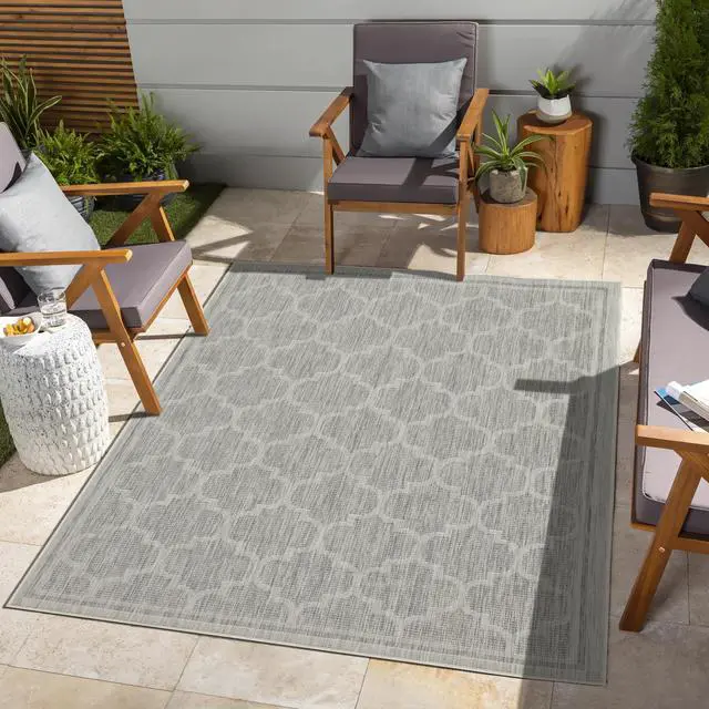 Alt view image 4 of 4 - Sunshine GC_HAR2006 Silver 5 ft. 3 in. x 7 ft. 3 in. Indoor/Outdoor Area Rug