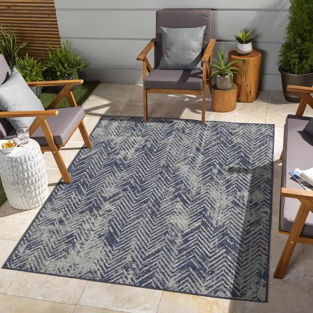 Alt view image 3 of 4 - Sunshine GC_HAR2010 Blue 5 ft. 3 in. x 7 ft. 3 in. Indoor/Outdoor Area Rug