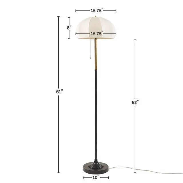 Alt view image 3 of 7 - Textured Ceramic Floor Lamp with Fluted Fabric Shade White