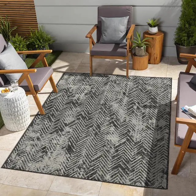 Alt view image 2 of 4 - Sunshine GC_HAR2011 Anthracite 2 ft. 7 in. x 7 ft. 3 in. Indoor/Outdoor Area Rug