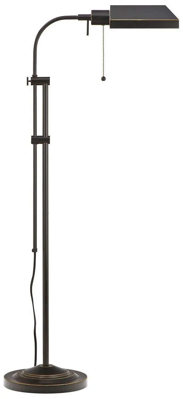 Main image of Metal Rectangular Floor Lamp with Adjustable Pole, Dark Bronze