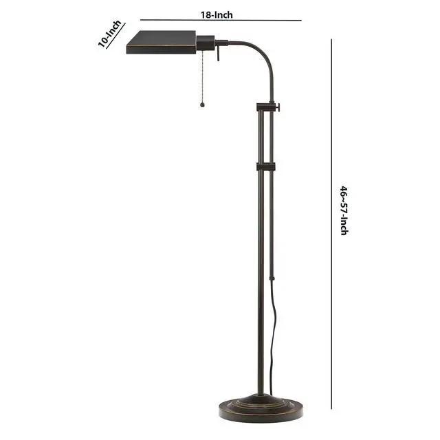 Alt view image 5 of 5 - Metal Rectangular Floor Lamp with Adjustable Pole, Dark Bronze