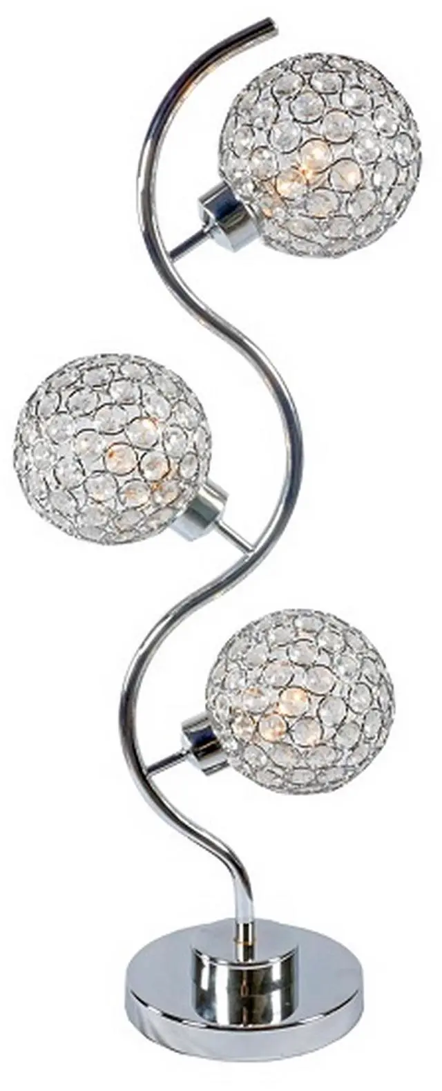 Main image of Denise 32 inch Table Lamp, Metal Frame, Round Base Glass, Crystals, Silver