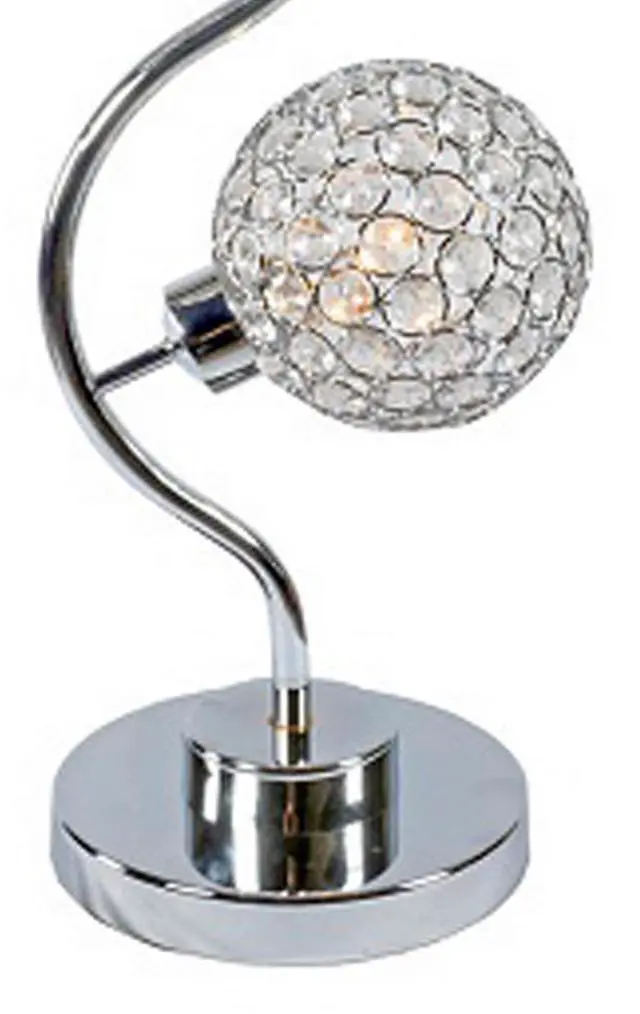 Alt view image 3 of 6 - Denise 32 inch Table Lamp, Metal Frame, Round Base Glass, Crystals, Silver