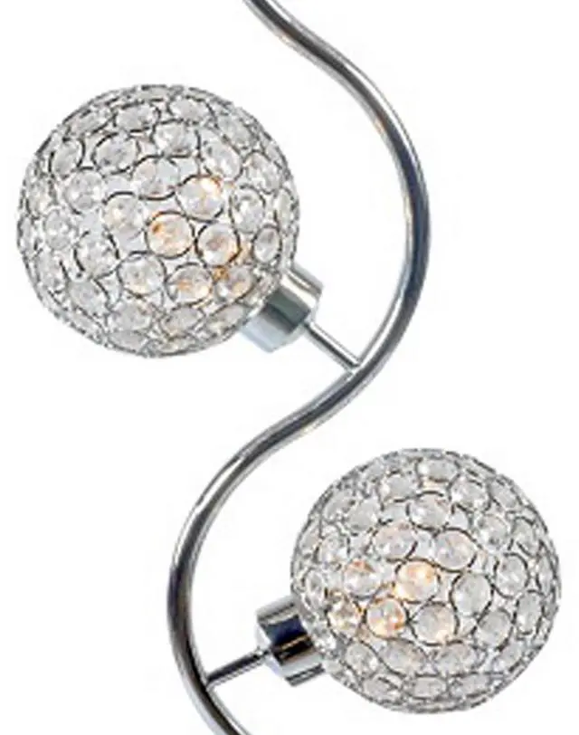 Alt view image 5 of 6 - Denise 32 inch Table Lamp, Metal Frame, Round Base Glass, Crystals, Silver