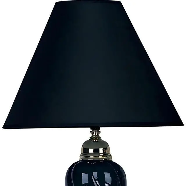 Alt view image 3 of 5 - 22" Tall Ceramic Table Lamp, Urn-Shaped with Black Finish, Linen Shade