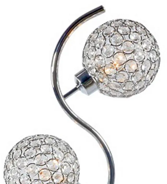 Alt view image 4 of 6 - Denise 32 inch Table Lamp, Metal Frame, Round Base Glass, Crystals, Silver