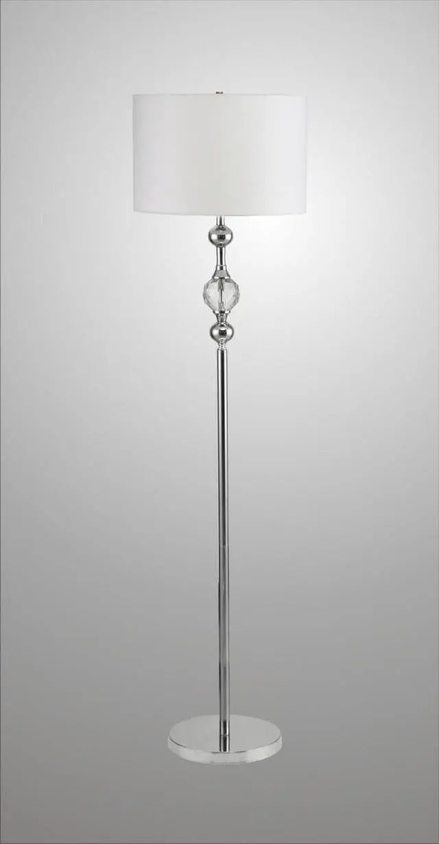 Alt view image 2 of 5 - 62.5" Tall Metal Floor Lamp" Leona" with Chrome Finish and Crystal Accents