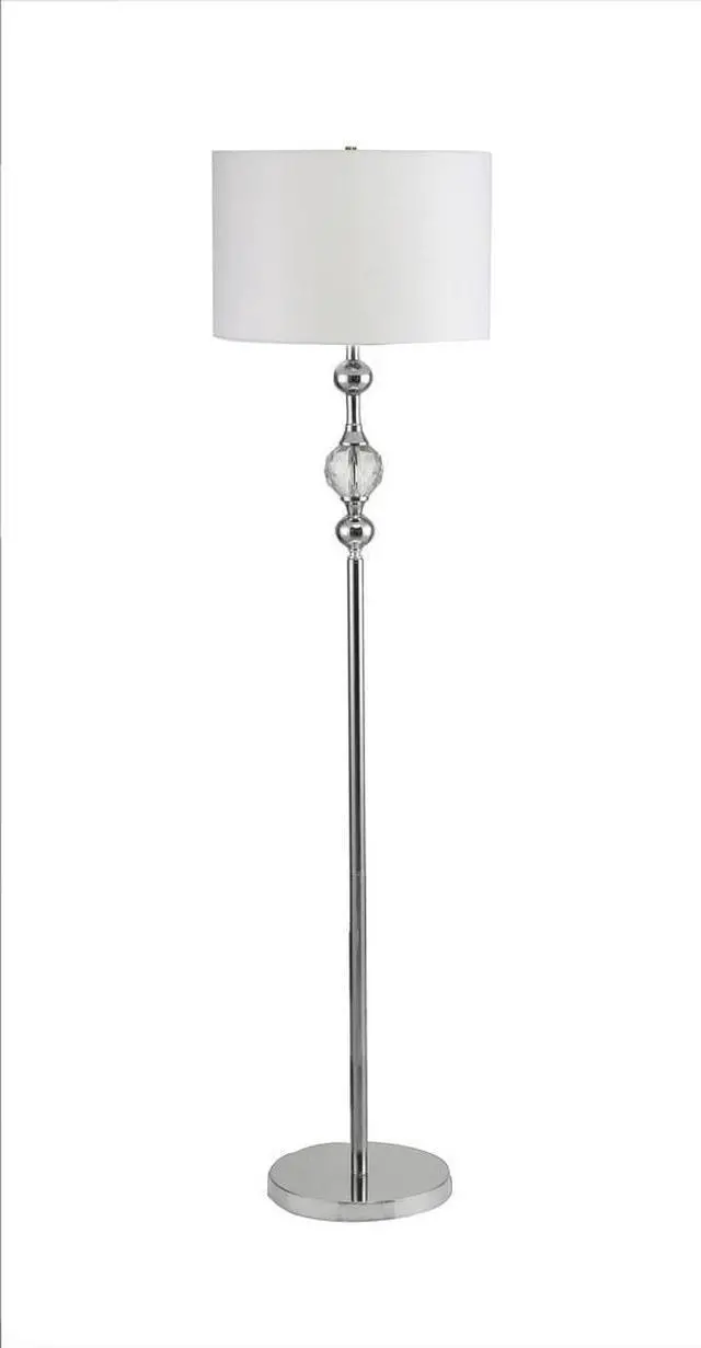 Main image of 62.5" Tall Metal Floor Lamp" Leona" with Chrome Finish and Crystal Accents