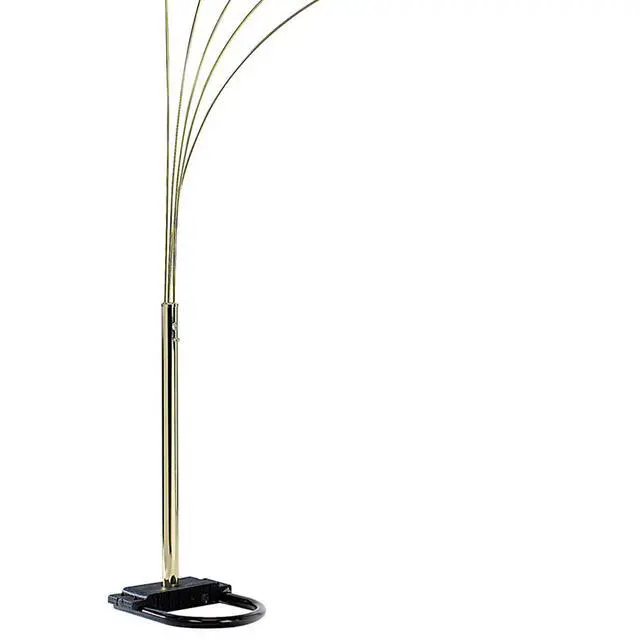 Alt view image 2 of 5 - 84" Tall Metal Floor Lamp with Polished Brass Finish and 5 Adjustable Arch Arms