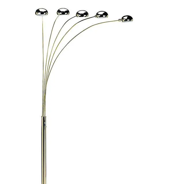 Alt view image 5 of 5 - 84" Tall Metal Floor Lamp with Polished Brass Finish and 5 Adjustable Arch Arms