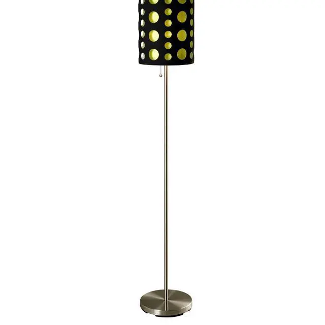 Alt view image 2 of 5 - 66" Tall Metal Floor Lamp, Retro Design with Black and Green Shade