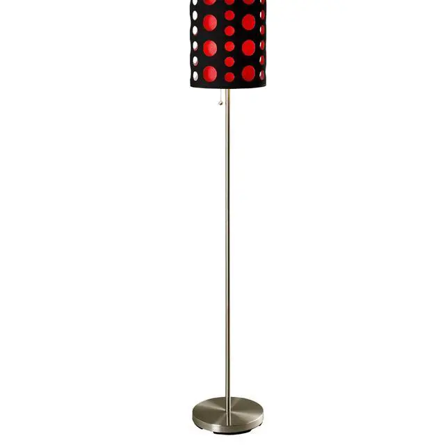 Alt view image 3 of 5 - 66" Tall Metal Floor Lamp, Retro Design with Black and Red Shade