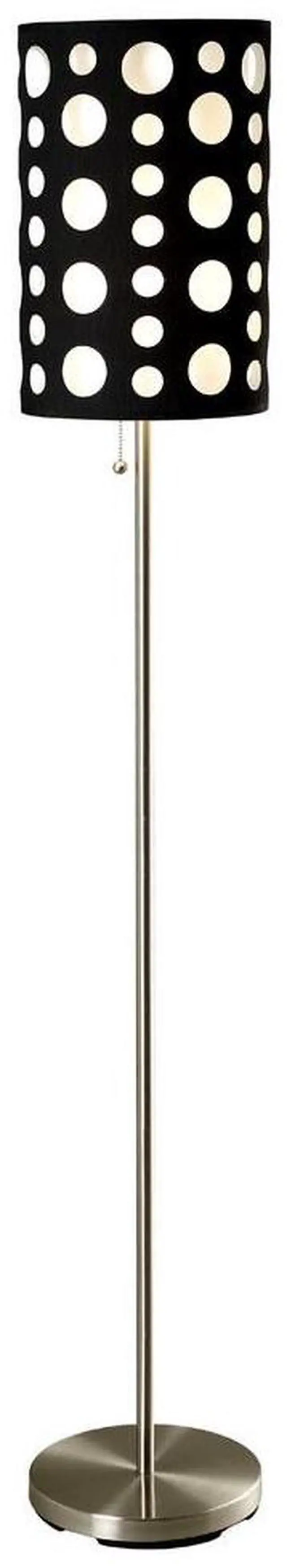 Main image of 66" Tall Metal Floor Lamp, Retro Design with Black and White Shade