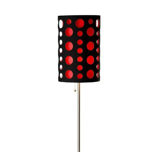 Alt view image 2 of 5 - 66" Tall Metal Floor Lamp, Retro Design with Black and Red Shade