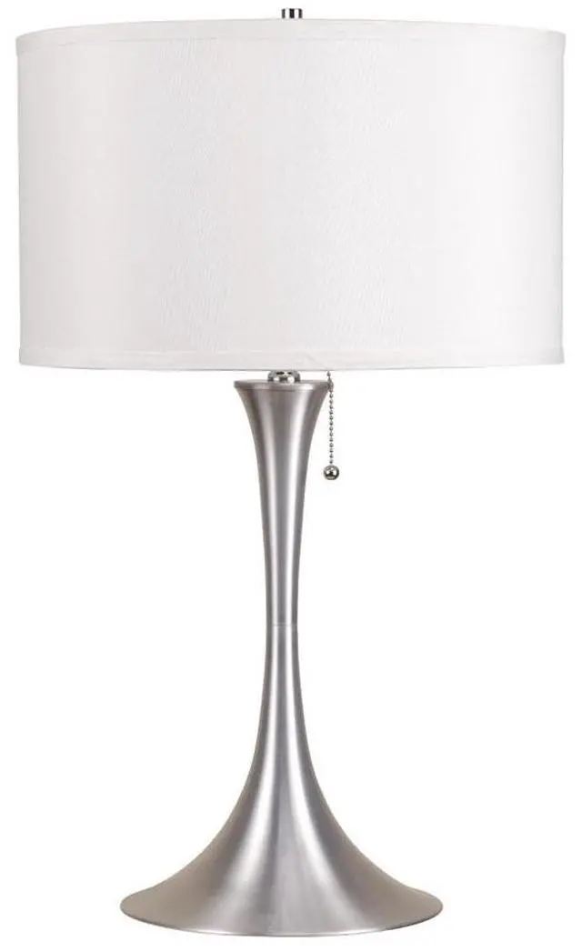 Main image of 27" Tall Metal Retro Table Lamp with Silver Finish, White Linen Shade