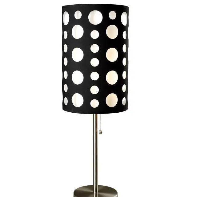 Alt view image 4 of 5 - 33" Tall Metal Table Lamp, Retro Design with Black and White Shade