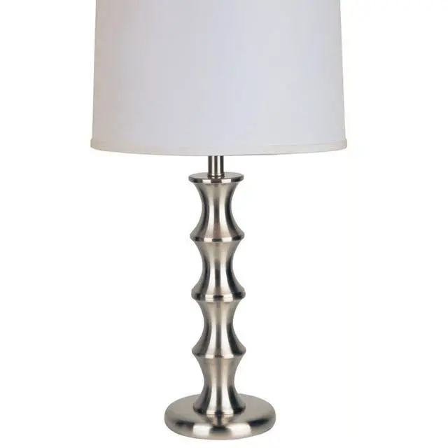 Alt view image 2 of 5 - 29.5" Tall Steel Table Lamp with Satin Nickel Finish, Linen Shade