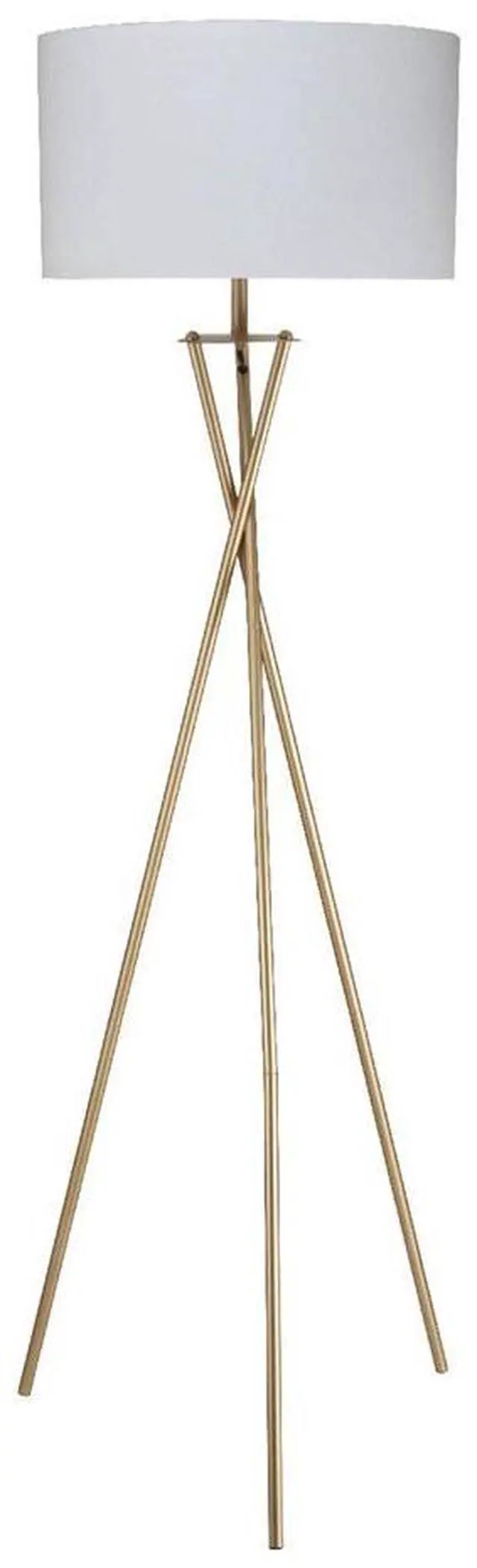 Main image of 64.5" Tall "Ester" Mid-Century Metal Floor Lamp, Hourglass Design, Matte Gold