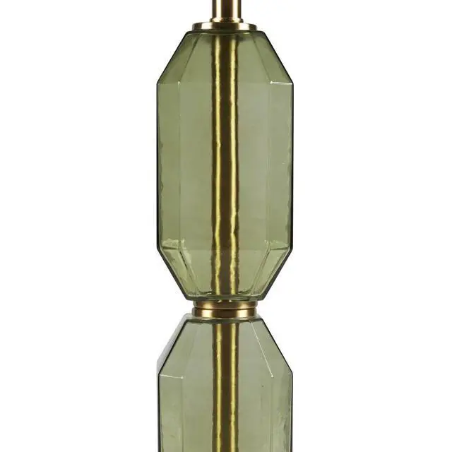 Alt view image 6 of 7 - Faceted Green Glass Table Lamp Green See Below
