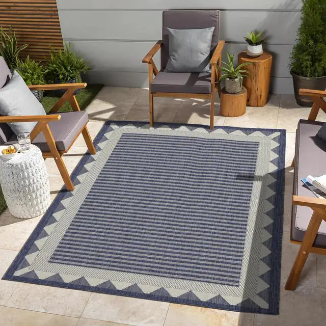 Alt view image 4 of 4 - Sunshine GC_HAR2013 Blue 2 ft. 7 in. x 7 ft. 3 in. Indoor/Outdoor Area Rug