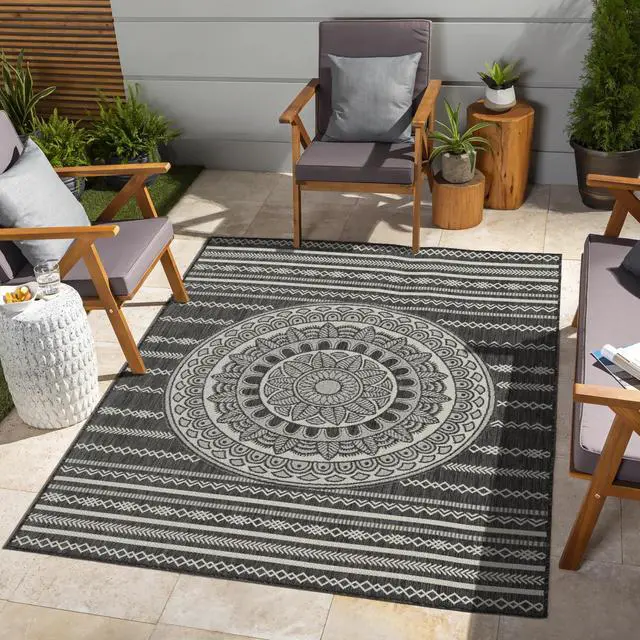 Main image of Sunshine GC_HAR2017 Anthracite 7 ft. 10 in. x 10 ft. 3 in. Indoor/Outdoor Area Rug