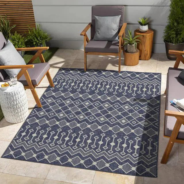 Alt view image 3 of 4 - Sunshine GC_HAR2019 Blue 5 ft. 3 in. x 7 ft. 3 in. Indoor/Outdoor Area Rug